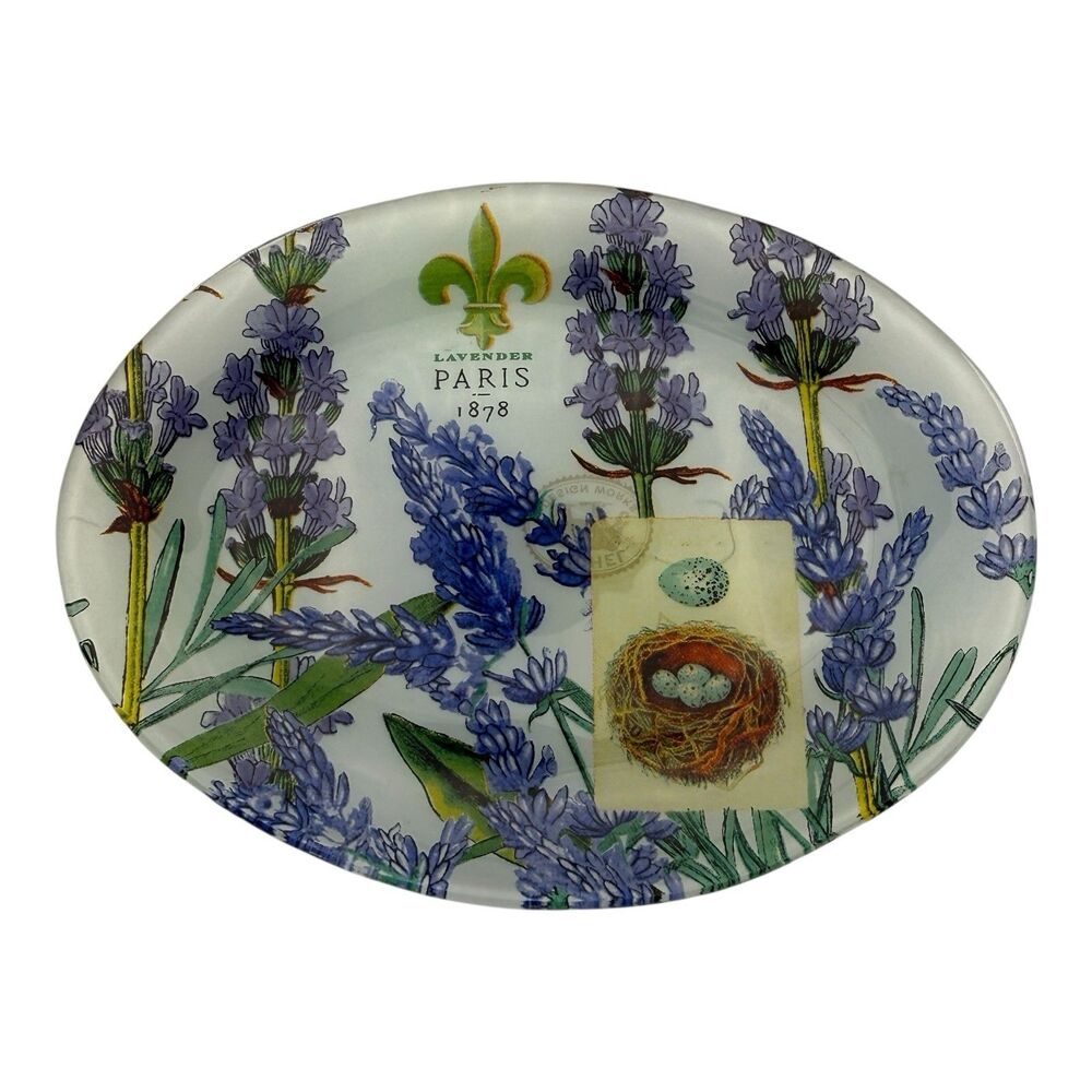 Lavender Paris Bird Nest Eggs Trinket Dish Vanity Michel Design Works 4.75”X6.25